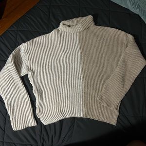 women’s small woven half-half sweater